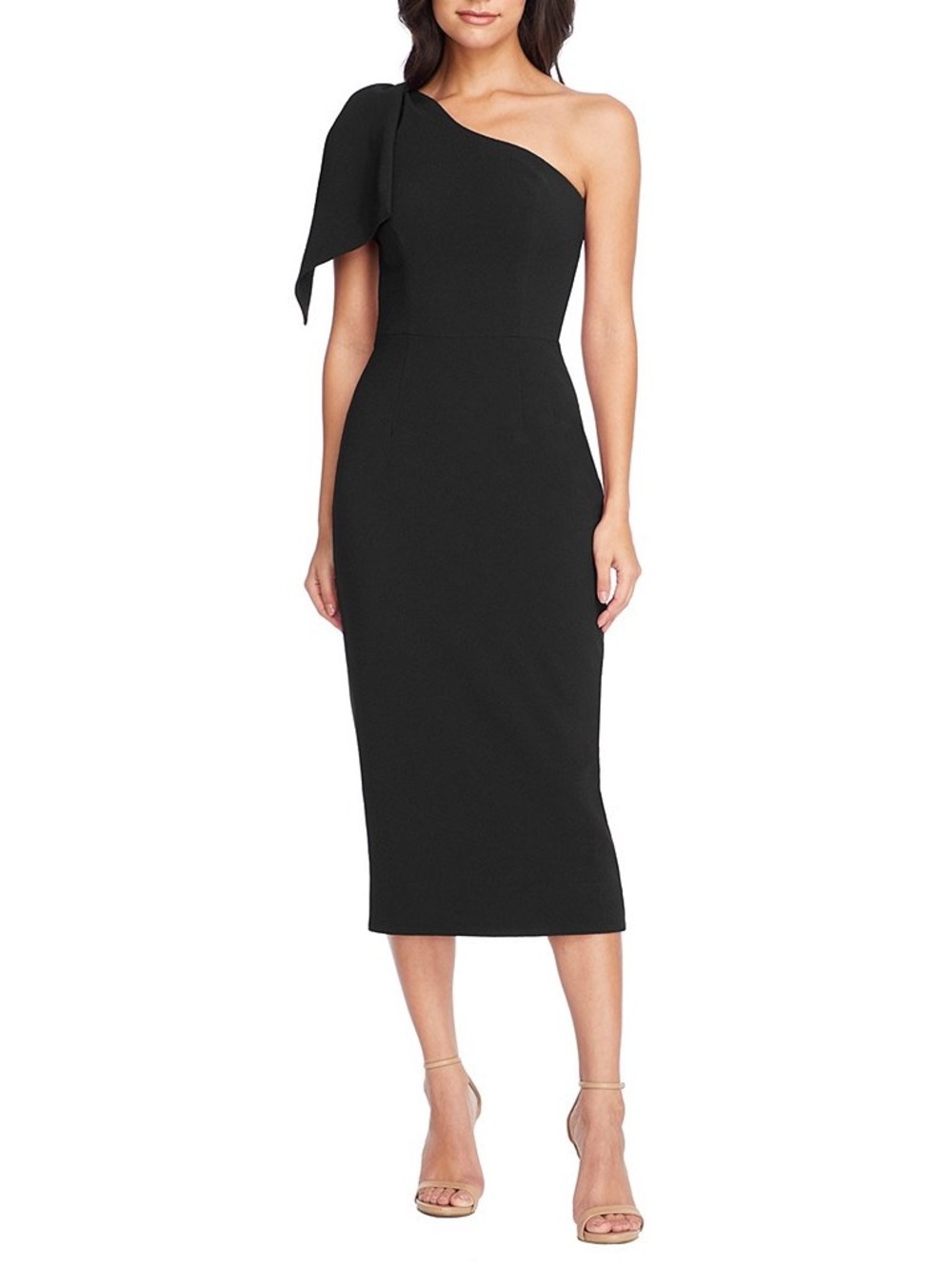 Dress the Population.  One Shoulder Bow Detail Sleeveless Back Slit Midi Dress